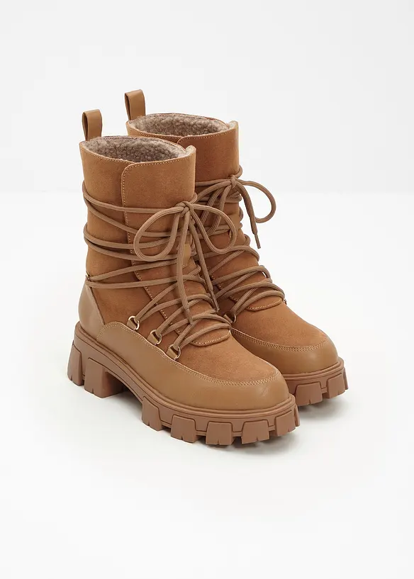Gefütterte Schnürboots in braun - bonprix