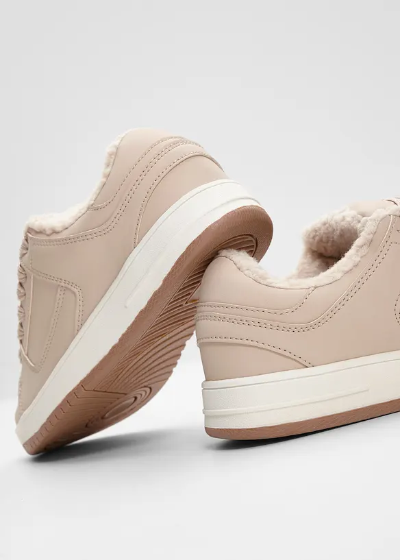 Gefütterter Sneaker in beige - bonprix
