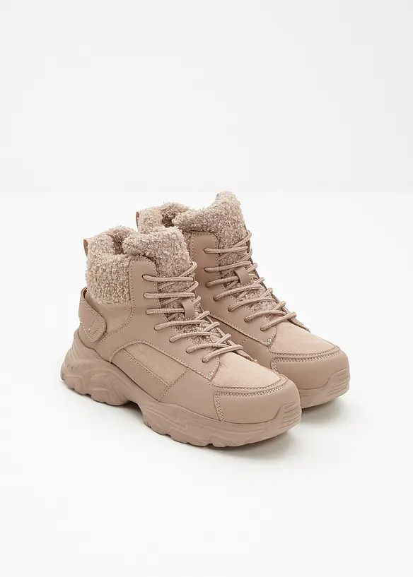 Gefütterte Schnürboots in beige - bonprix