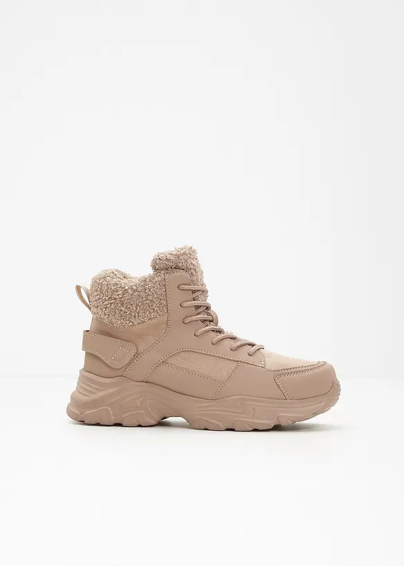 Gefütterte Schnürboots in beige - bonprix