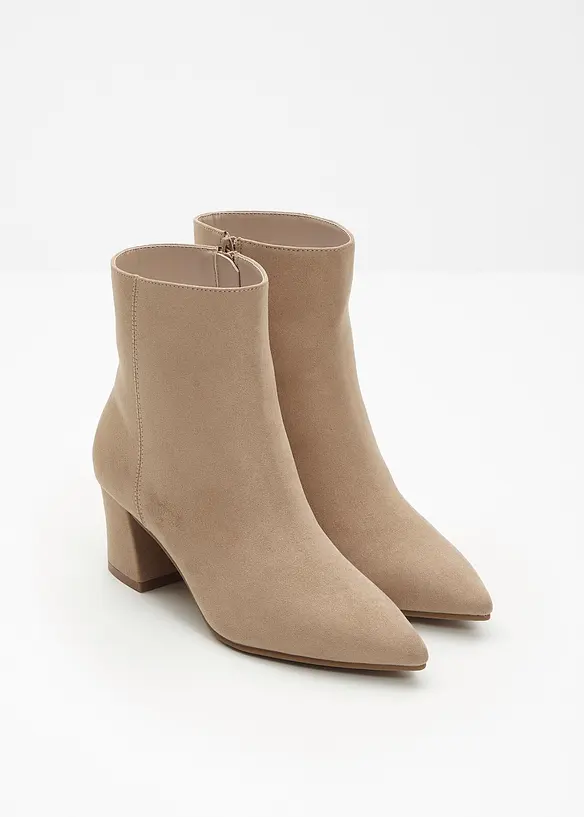 Stiefeletten mit Blockabsatz in beige - bonprix