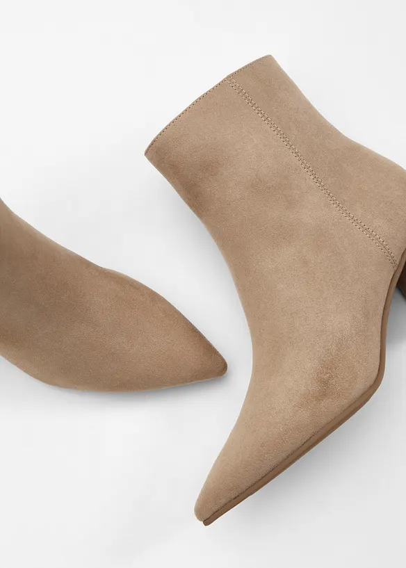 Stiefeletten mit Blockabsatz in beige - bonprix