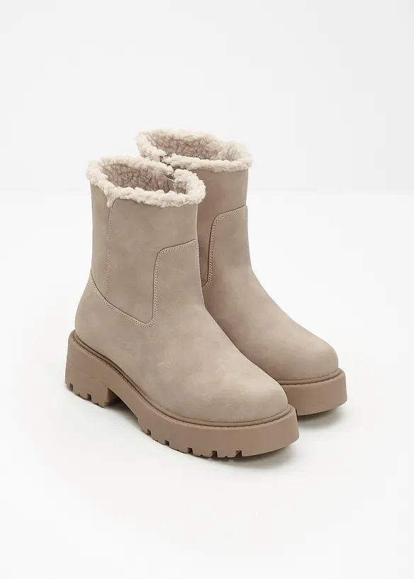 Gefütterte Boots in beige - bonprix