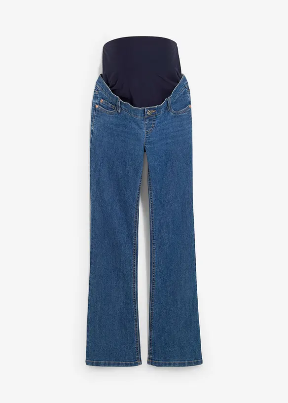 Umstandsjeans mit Bio-Baumwolle, leicht ausgestelltes Bein in blau von vorne - bonprix
