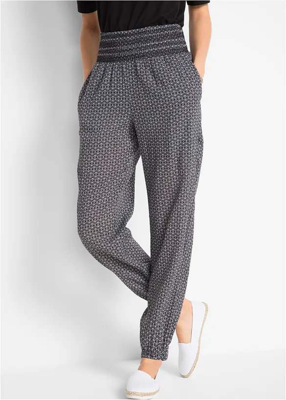 Harems-Hose aus reiner Baumwolle in schwarz von vorne - bonprix