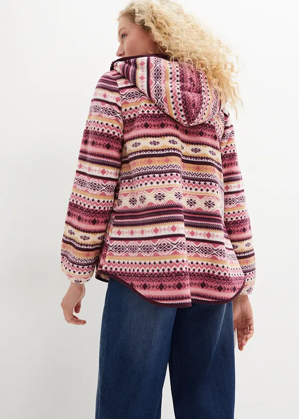 Kapuzen-Fleecejacke mit Norweger-Muster in weiß von hinten (im Anschnitt) - bonprix Kapuzen-Fleecejacke mit Norweger-Muster in weiß von hinten (im Anschnitt) - bonprix