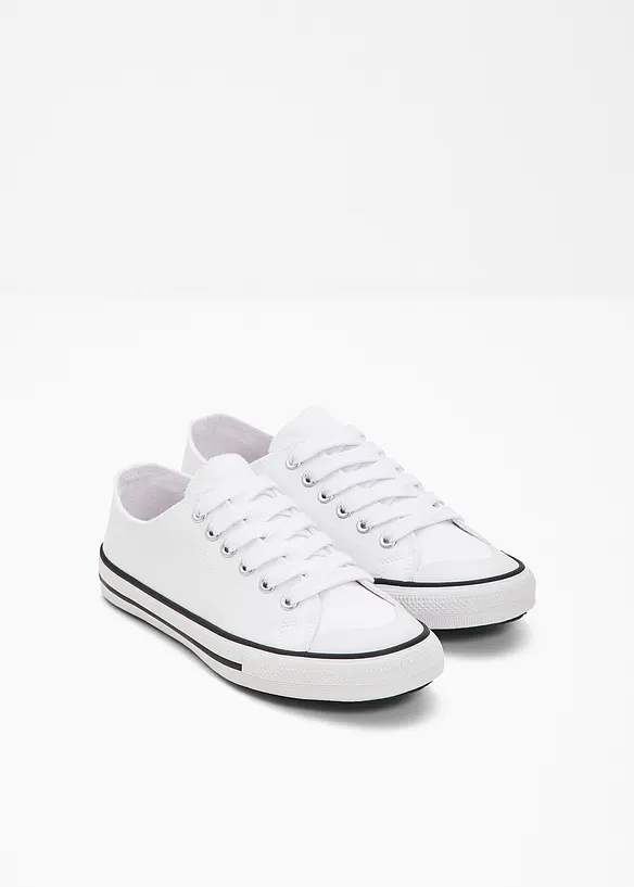 Sneaker aus Baumwoll-Canvas in weiß - bonprix