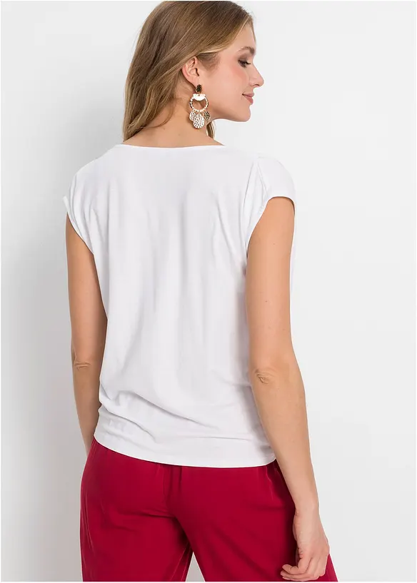 Wasserfall-Shirt aus fließendem Viskose-Mix in weiß von hinten (im Anschnitt) - bonprix Wasserfall-Shirt aus fließendem Viskose-Mix in weiß von hinten (im Anschnitt) - bonprix