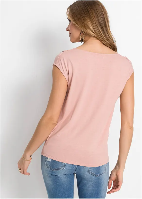 Wasserfall-Shirt aus fließendem Viskose-Mix in rosa von hinten (im Anschnitt) - bonprix Wasserfall-Shirt aus fließendem Viskose-Mix in rosa von hinten (im Anschnitt) - bonprix