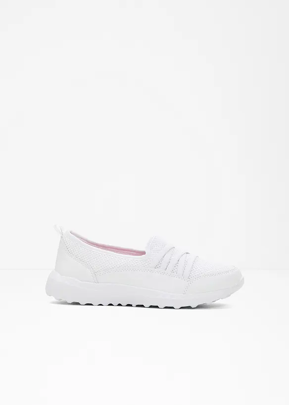 Komfort-Slip-On-Sneaker mit leichter Sohle in weiß von vorne - bonprix