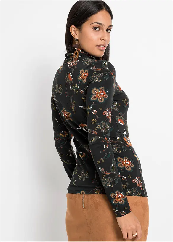 Langarmshirt mit Rollkragen in schwarz von hinten (im Anschnitt) - bonprix Langarmshirt mit Rollkragen in schwarz von hinten (im Anschnitt) - bonprix
