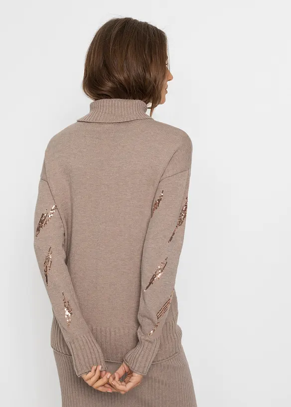 Pullover aus softem Viskose-Mix in braun von hinten (im Anschnitt) - bonprix