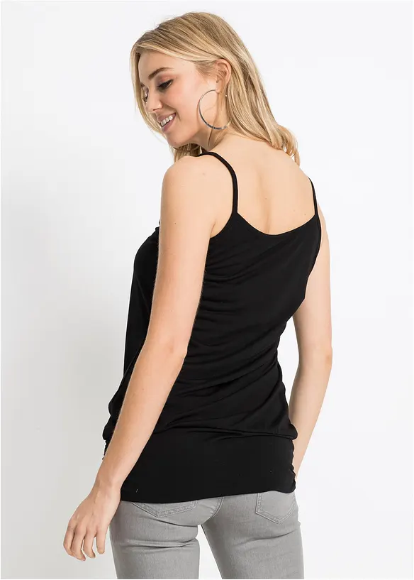 Spaghetti-Top in schwarz von hinten (im Anschnitt) - bonprix