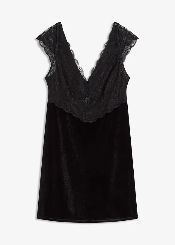 Samtkleid in schwarz von vorne - bonprix