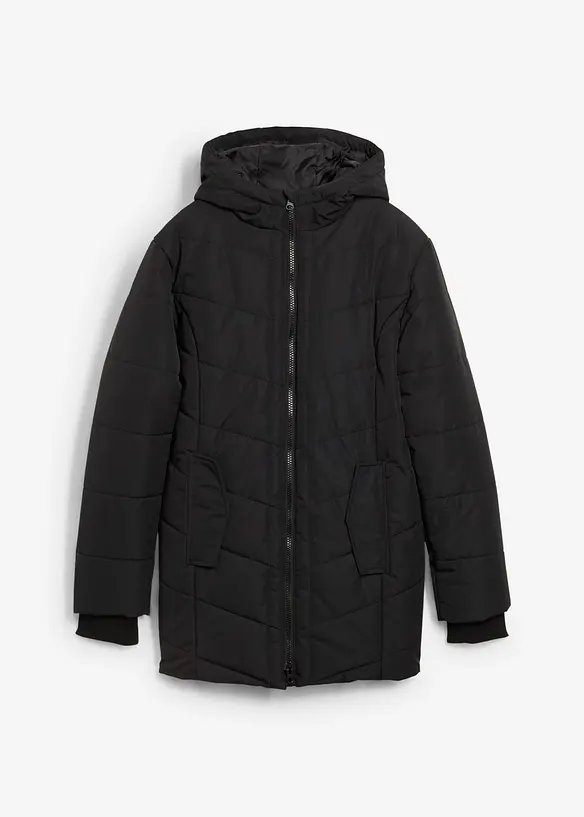 Winterparka mit Kapuze, wasserabweisend in schwarz von vorne - bonprix