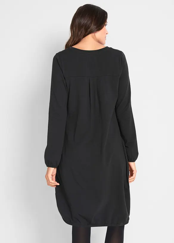 Ballonkleid aus Baumwoll-Mix in schwarz von hinten (Totalaufnahme) - bonprix