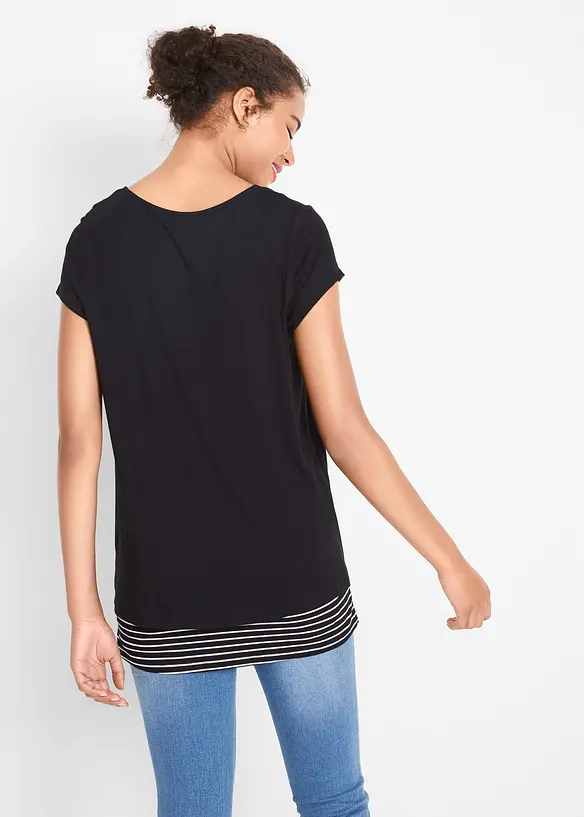 2-in-1 Umstands- und Stillshirt aus Viskose in schwarz von hinten (im Anschnitt) - bonprix