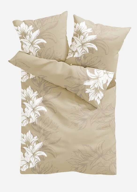 Biber-Bettwäsche in beige von vorne - bonprix