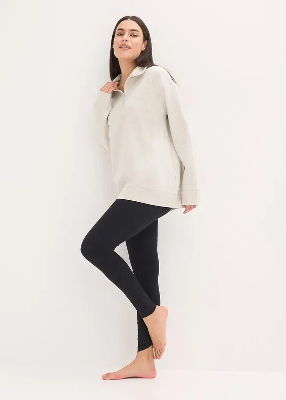 Loungewear Sweat Hausanzug mit Leggings in weiß im Look von vorne (Totalaufnahme) - bonprix
