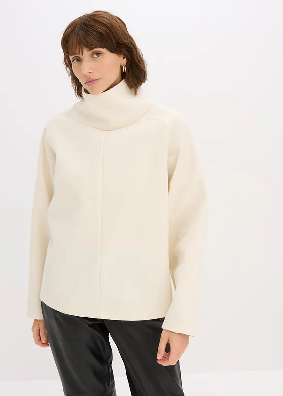 Rollkragenpullover in weiß von vorne (im Anschnitt) - bonprix