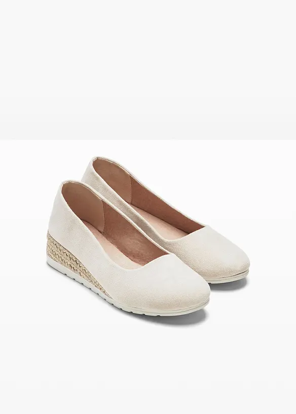 Keilpumps in Bastoptik in beige - bonprix