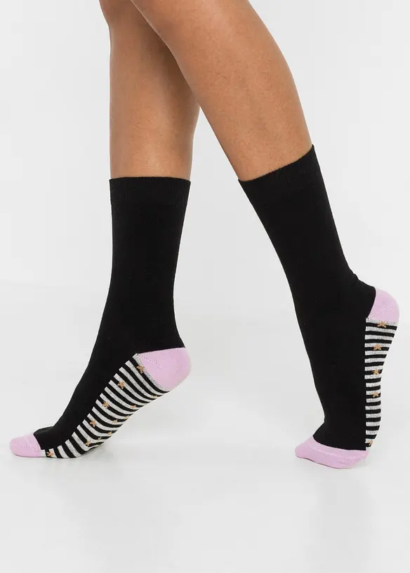 Socken mit druckfreiem Bündchen mit Bio-Baumwolle (5er Pack) in schwarz von vorne - bonprix