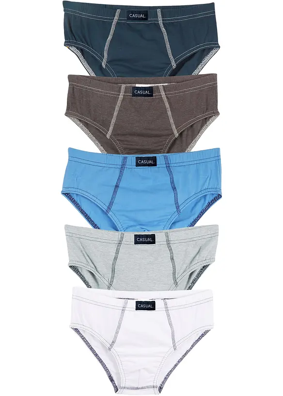 Slip mit weicher Bio-Baumwolle (5er Pack) in blau von vorne - bonprix