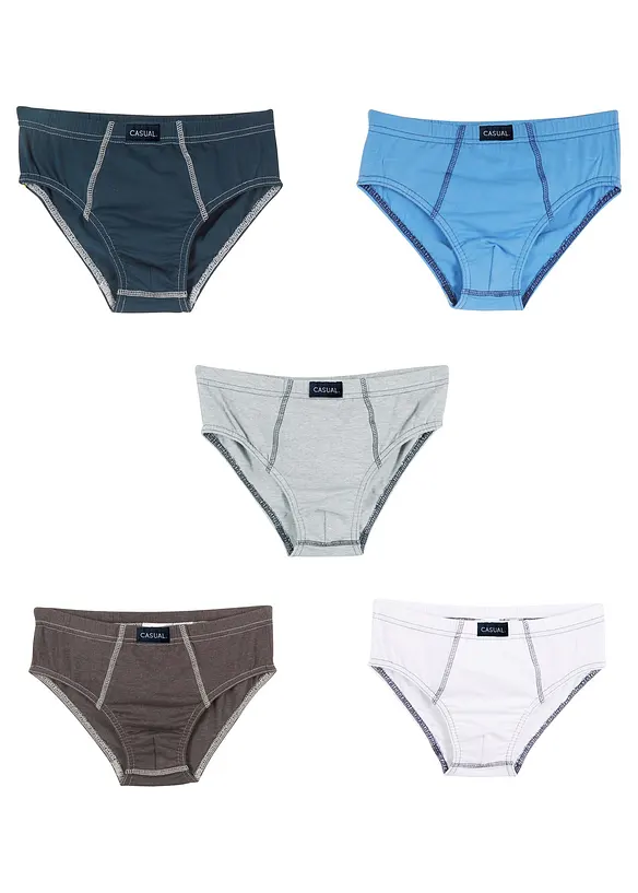 Slip mit weicher Bio-Baumwolle (5er Pack) in blau - bonprix
