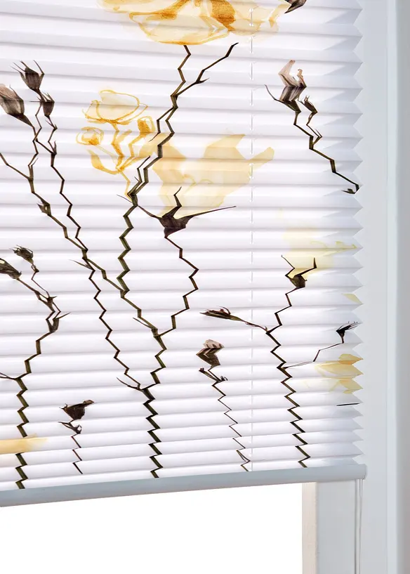Plissee mit Blumenmuster in gelb (Detailaufnahme) - bonprix