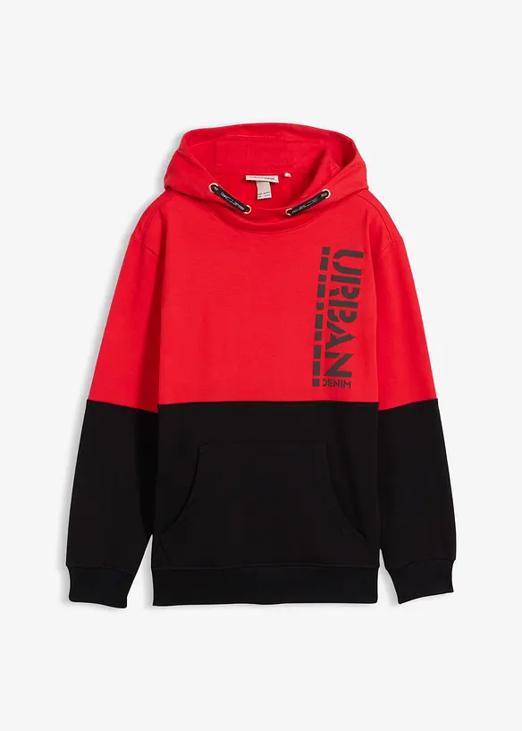 Hoodie aus reiner Bio-Baumwolle in rot von vorne - bonprix