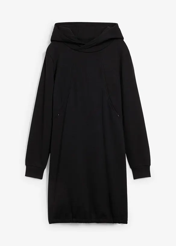 Umstands- und Still-Sweatkleid aus Bio-Baumwolle in schwarz von vorne - bonprix Umstands- und Still-Sweatkleid aus Bio-Baumwolle in schwarz von vorne - bonprix