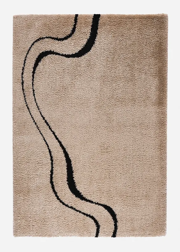 Hochflor Teppich mit moderner Musterung in beige von vorne - bonprix