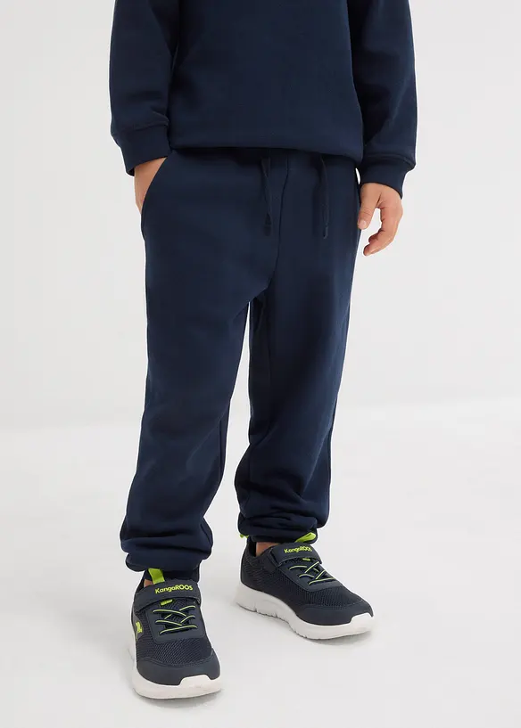 Jogginghose aus weichem Baumwoll-Mix (2er Pack) in blau von vorne - bonprix
