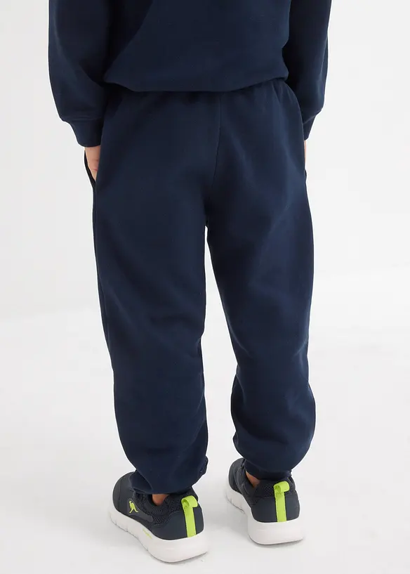 Jogginghose aus weichem Baumwoll-Mix (2er Pack) in blau von hinten - bonprix
