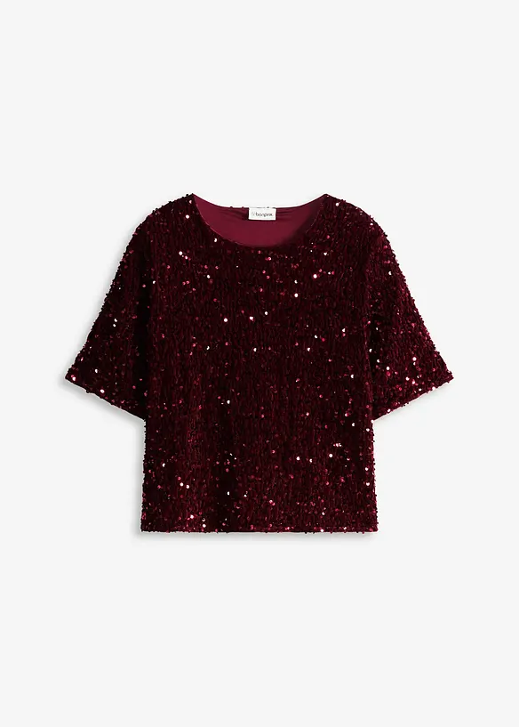 Pailletten-Shirt in rot von vorne - bonprix