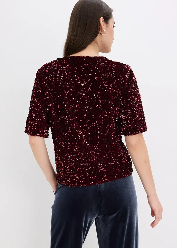Pailletten-Shirt in rot von hinten (im Anschnitt) - bonprix