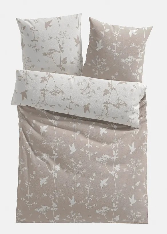 Wendbare Biber-Bettwäsche in beige von vorne - bonprix