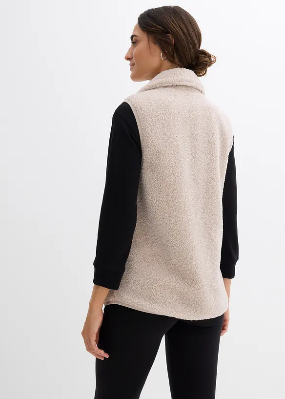 3-in-1 weiche Umstands-und Trageweste aus Teddyfleece in grau von hinten (im Anschnitt) - bonprix