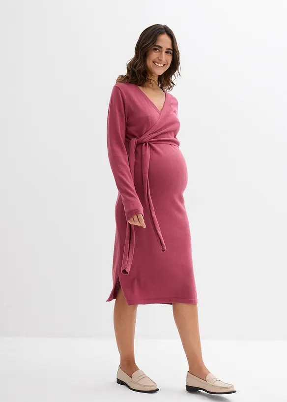 Wickelkleid für die Schwangerschaft und danach aus reiner Baumwolle in lila von vorne (Totalaufnahme) - bonprix Wickelkleid für die Schwangerschaft und danach aus reiner Baumwolle in lila von vorne (Totalaufnahme) - bonprix
