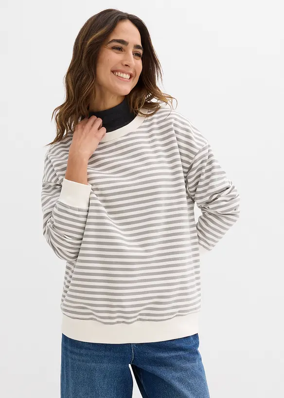 Umstandssweatshirt und Stillsweatshirt aus Bio-Baumwolle in grau von vorne (im Anschnitt) - bonprix