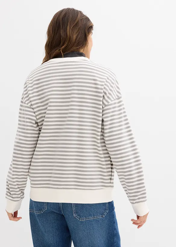 Umstandssweatshirt und Stillsweatshirt aus Bio-Baumwolle in grau von hinten (im Anschnitt) - bonprix