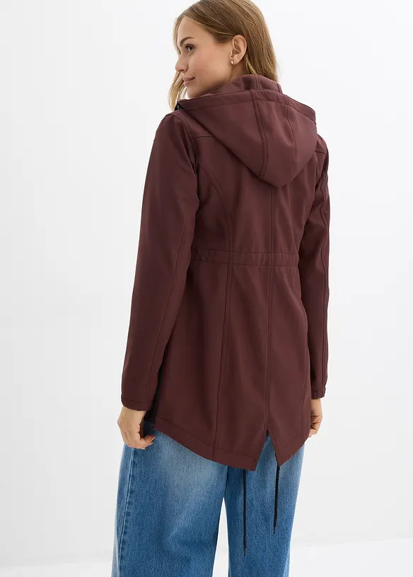 Softshell-Tragejacke / Umstandsjacke, weitenregulierbar in braun von hinten (im Anschnitt) - bonprix