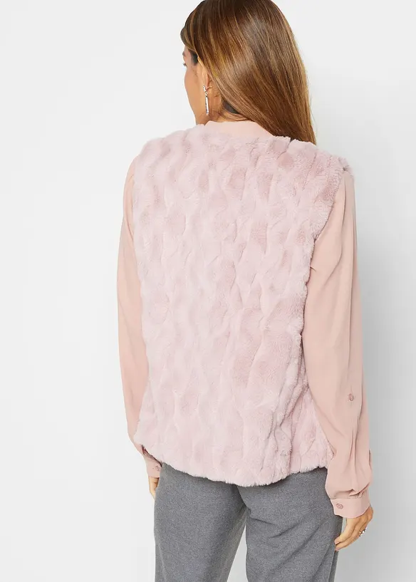Fellimitat-Weste in lila von hinten (im Anschnitt) - bonprix