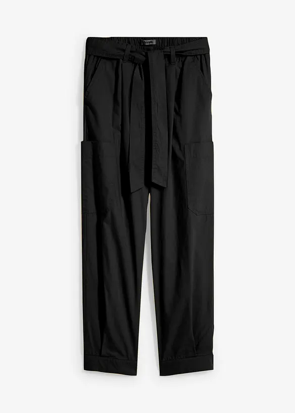 Verkürzte Cargo-Hose aus reiner Baumwolle in schwarz von vorne - bonprix Verkürzte Cargo-Hose aus reiner Baumwolle in schwarz von vorne - bonprix