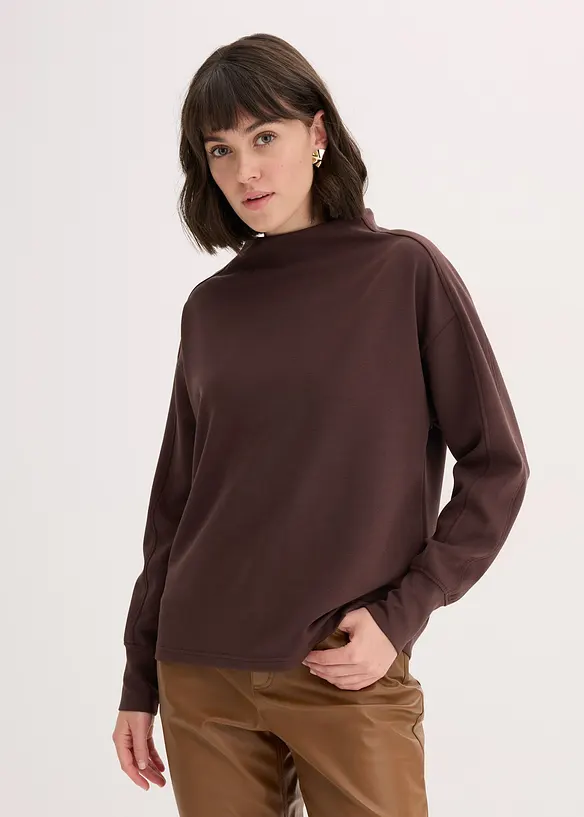 Oversize Sweatshirt aus weichem Scuba in braun von vorne (im Anschnitt) - bonprix Oversize Sweatshirt aus weichem Scuba in braun von vorne (im Anschnitt) - bonprix