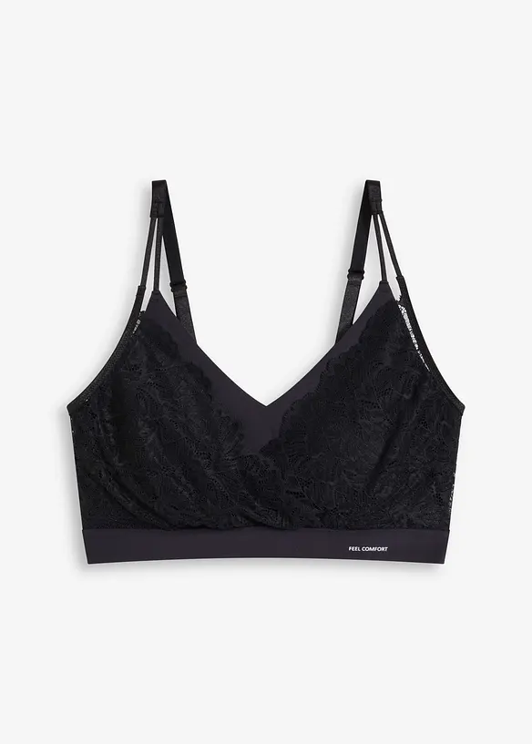 Wattiertes Feel Comfort Seamless Bralette in schwarz von vorne - bonprix