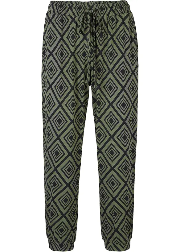 3/4-Hose aus elastischem Viskose-Mix in grün von vorne - bonprix