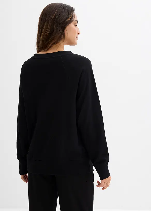 2-in-1 Umstands- und Still-Sweatshirt aus Bio-Baumwolle in schwarz von hinten (im Anschnitt) - bonprix
