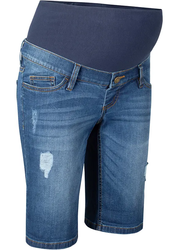 Umstands-Jeans-Bermuda, Regular Fit in blau von der Seite - bonprix