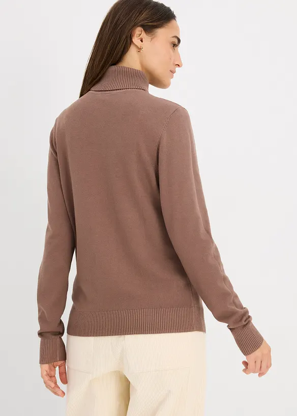 Rollkragenpullover in braun von hinten (im Anschnitt) - bonprix